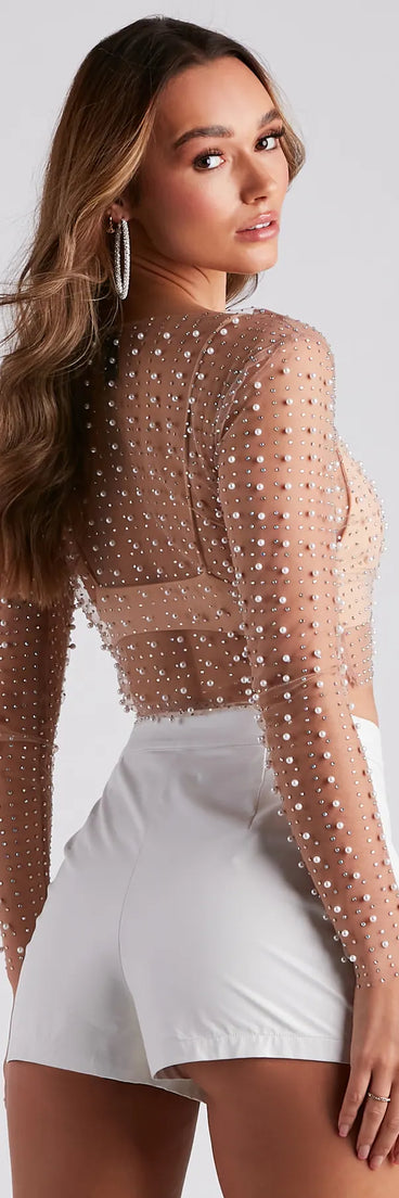Celebrate in style with this stunning natural going-out outfit essential, the Beautifully Beaded Mesh Crop Top, featuring the latest statement-making details and a glamorous design perfect for any festive 2025 event.