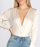 Sleek Satin Surplice Bodysuit