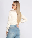 Sleek Satin Surplice Bodysuit