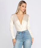 Sleek Satin Surplice Bodysuit