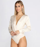 Sleek Satin Surplice Bodysuit