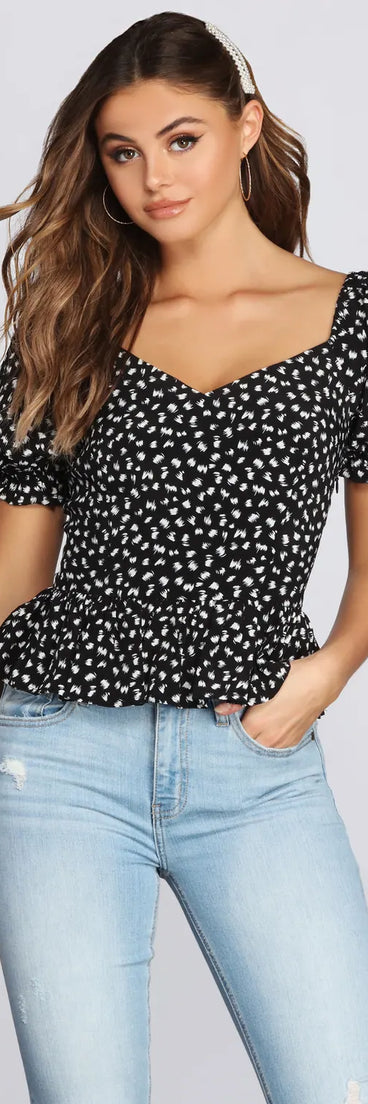 Pretty Peplum Puff Sleeve Top