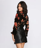Beloved Velvet Floral Burnout Bodysuit