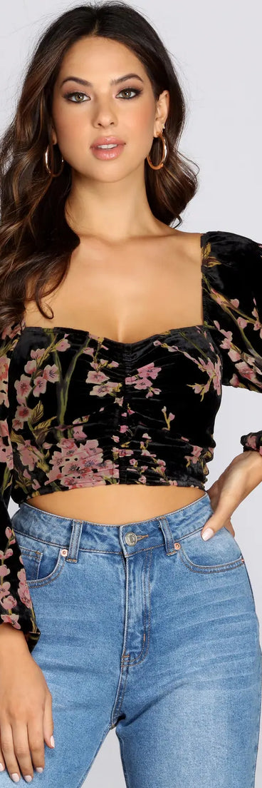 Floral Burnout Long Sleeve Blouse