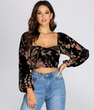 Floral Burnout Long Sleeve Blouse