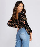Floral Burnout Long Sleeve Blouse