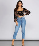 Floral Burnout Long Sleeve Blouse