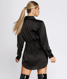 Sight In Satin Smocked Shirt Dress
