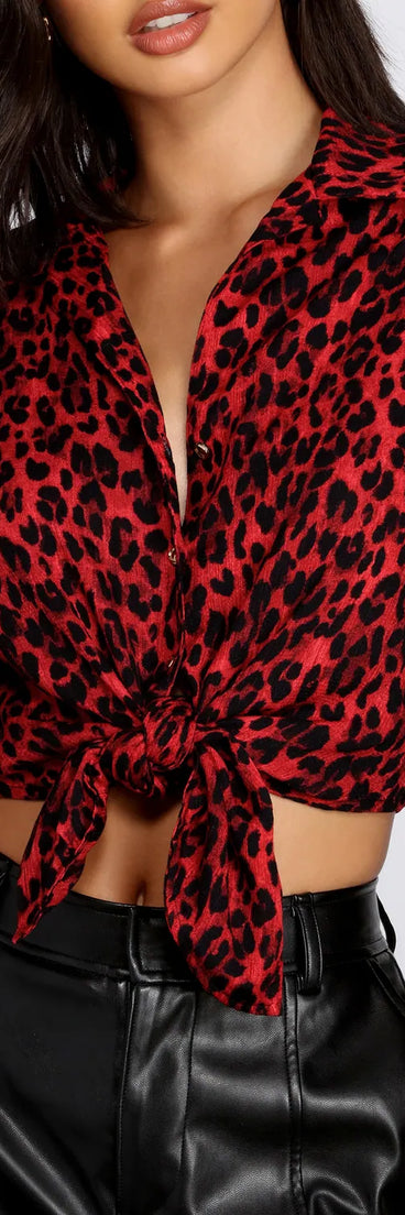 Button Up Leopard Print Blouse