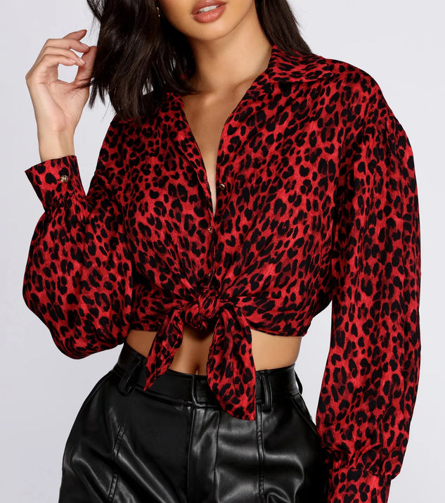 Button Up Leopard Print Blouse