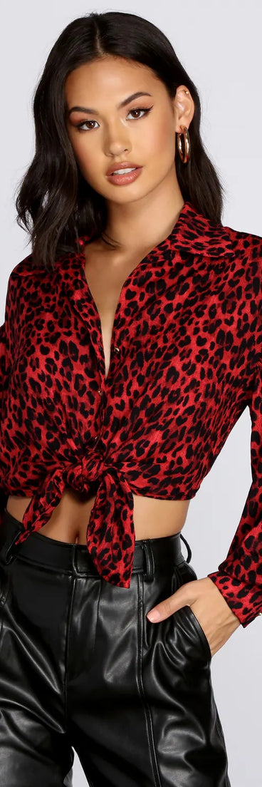 Button Up Leopard Print Blouse