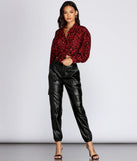 Button Up Leopard Print Blouse