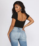 Crepe Puff Sleeve Bodysuit