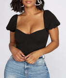Crepe Puff Sleeve Bodysuit