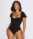 Crepe Puff Sleeve Bodysuit