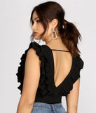 Ruffle It Up Deep V Neck Bodysuit