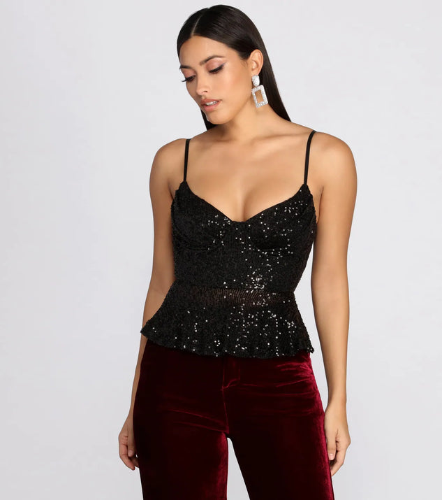 Party Ready Peplum Sequin Top