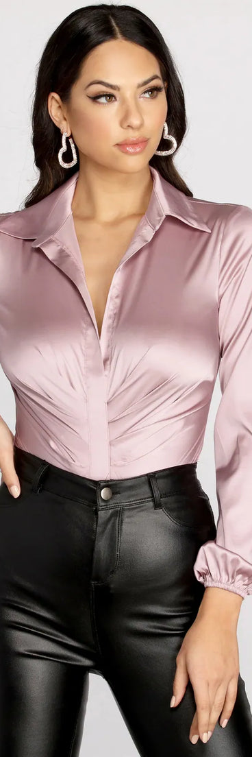 Classic Satin Collared Bodysuit