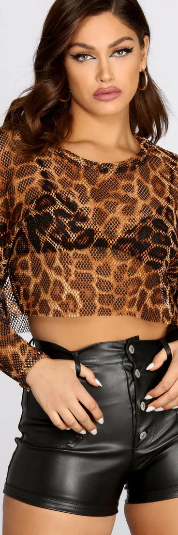 Mesh U Up Leopard Crop Top