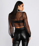 Sheer And Chic Collared Crop Top