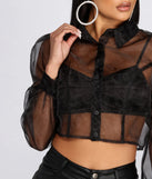 Sheer And Chic Collared Crop Top