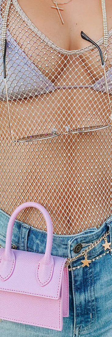 A Total Catch Heat Stone Fishnet Bodysuit