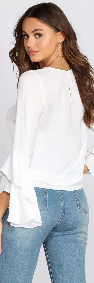 Tiered Ruffle Sleeve Blouse