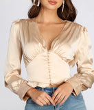 Button Detail Satin Blouse