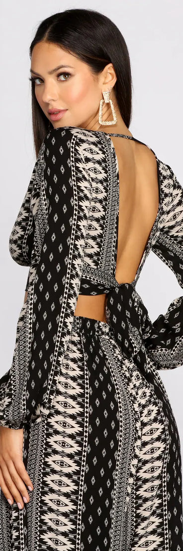 Boho Flow Tie Back Crop Top