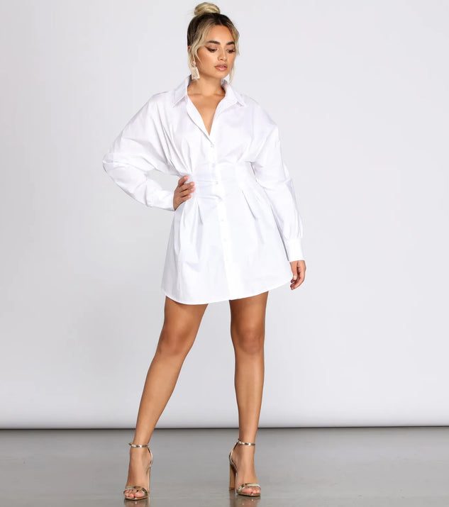 Collared Button Down Shirt Dress