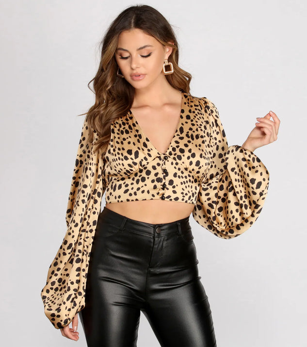 Forever Fierce Satin Leopard Print Crop Top