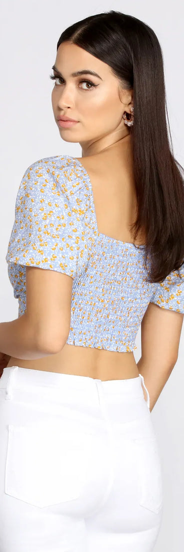 Spring Affair Puff Sleeve Crop Top