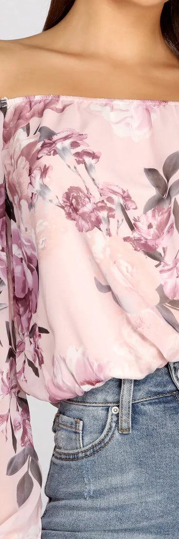 Flower Child Chiffon Cropped Blouse