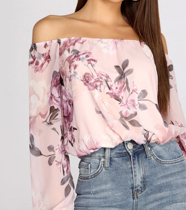Flower Child Chiffon Cropped Blouse