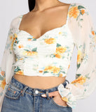 Floral Sweetheart Ruched Crop Top