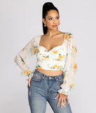 Floral Sweetheart Ruched Crop Top