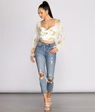 Floral Sweetheart Ruched Crop Top