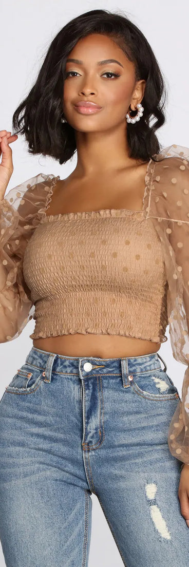 Pretty In Polka Dot Smocked Top