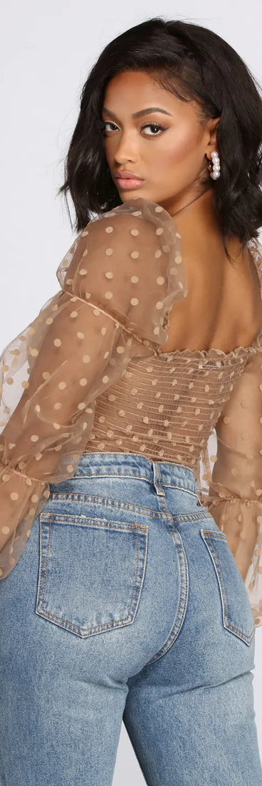 Pretty In Polka Dot Smocked Top