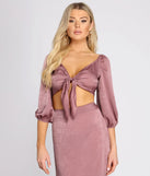 First Impression Tie Front Crop Top