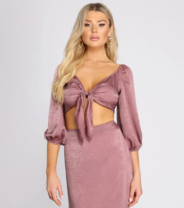 First Impression Tie Front Crop Top
