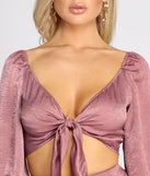 First Impression Tie Front Crop Top