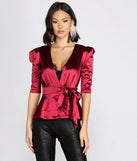 Satin Puff Sleeve Peplum Top