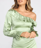 Romantic Ruffles Satin Mini Dress