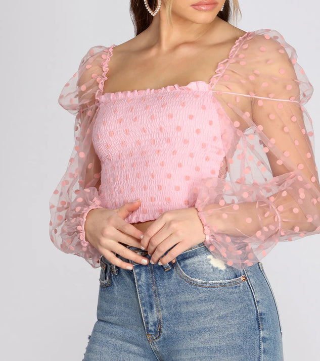 Pretty In Polka Dot Smocked Top