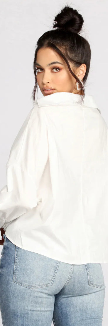 Wrap Front Poplin Top