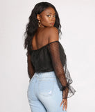 Sheer For This Organza Sleeve Off Shoulder Crop Top