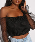 Sheer For This Organza Sleeve Off Shoulder Crop Top