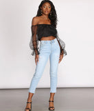 Sheer For This Organza Sleeve Off Shoulder Crop Top