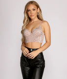Sequin and Heat Stone Glamour Cropped Bustier